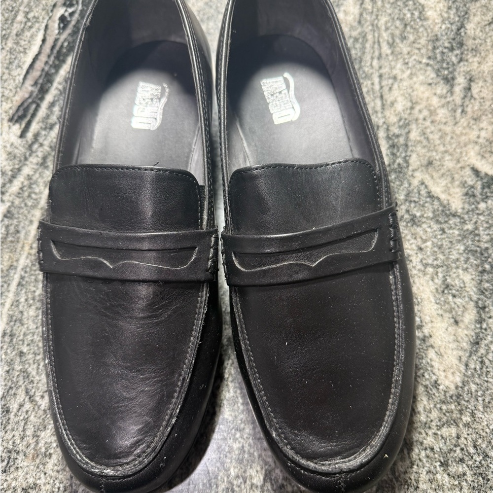 DREW Black Leather Women's Loafers